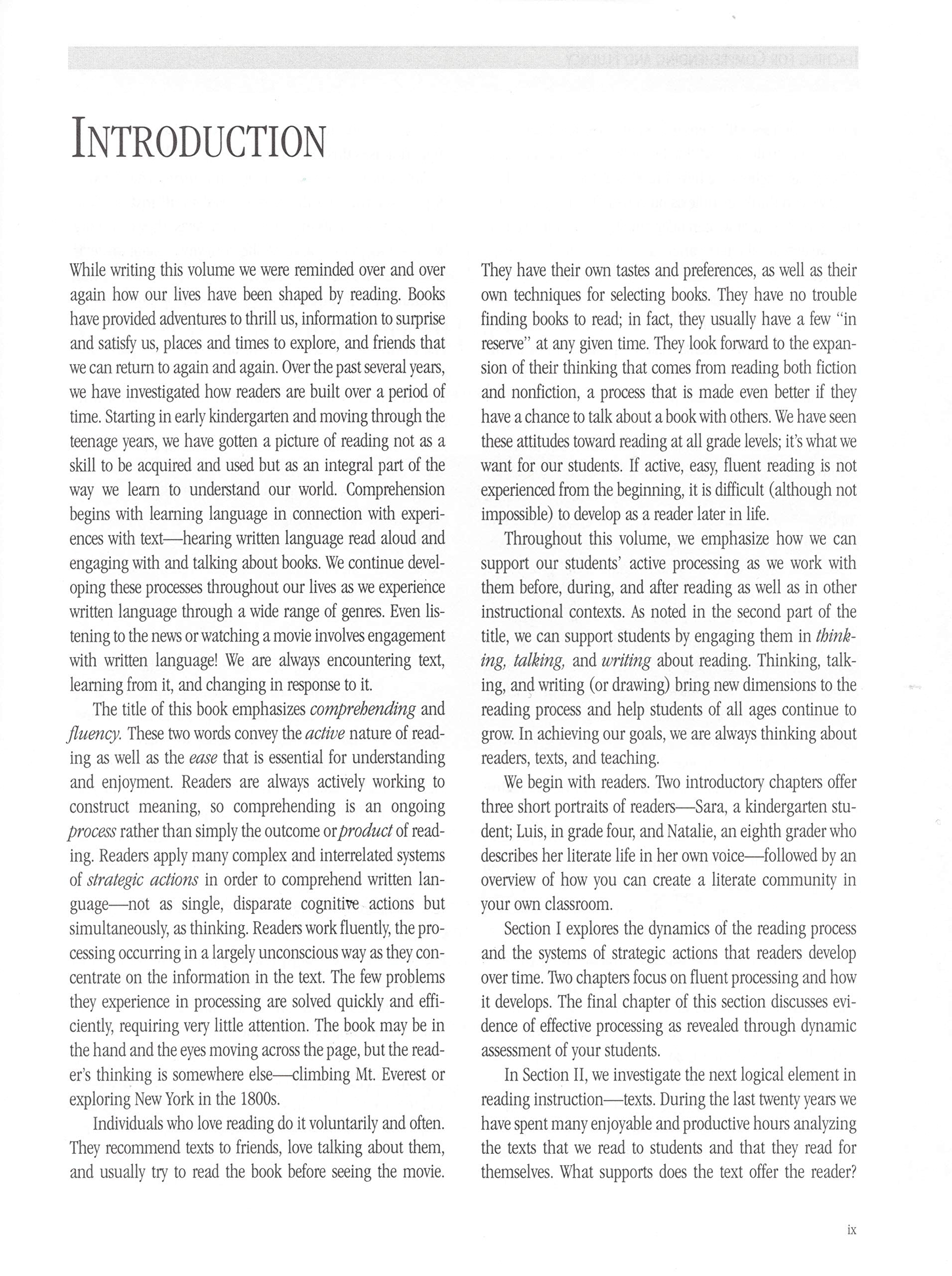Teaching for Comprehending and Fluency: Thinking, Talking, and Writing About Reading, K8 (F&P Professional Books & Multi),Used