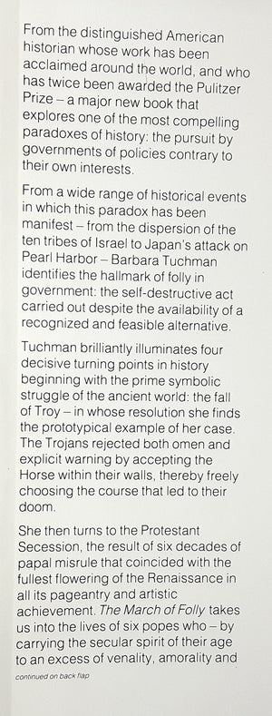 The March Of Folly: From Troy To Vietnam-used