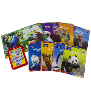 Encyclopedia Britannica Kids  Me Reader Electronic Reader and 8 Sound Book Library  Animals and Space PI Kids,Used