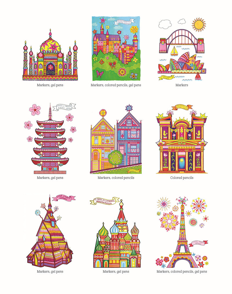 World Traveler Coloring Book: 30 World Heritage Sites (Design Originals) BeginnerFriendly Art Activities featuring Sydney Harbo,Used