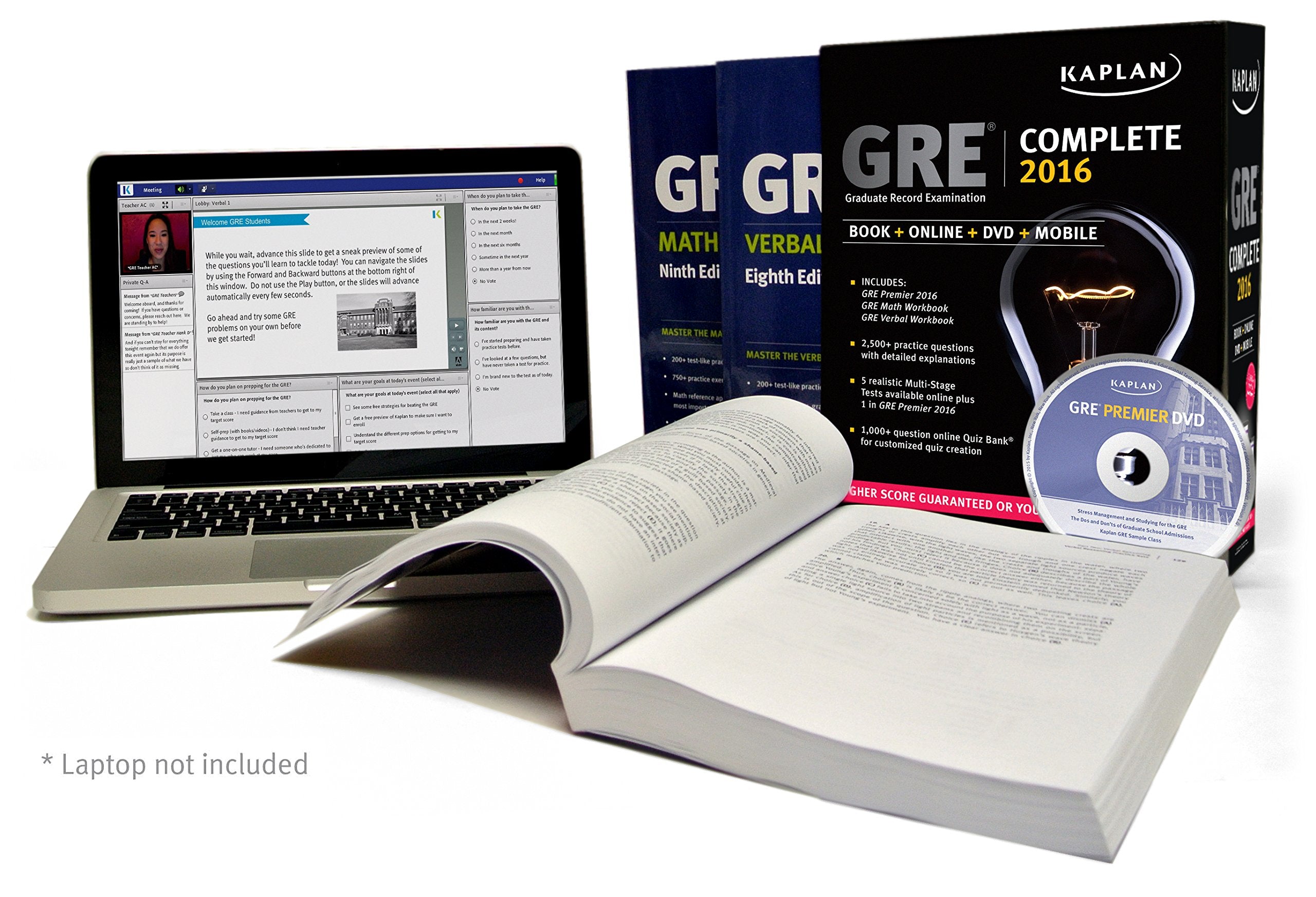 GRE Complete 2016: The Ultimate in Comprehensive SelfStudy for GRE: Book + Online + DVD + Mobile (Kaplan Test Prep),Used