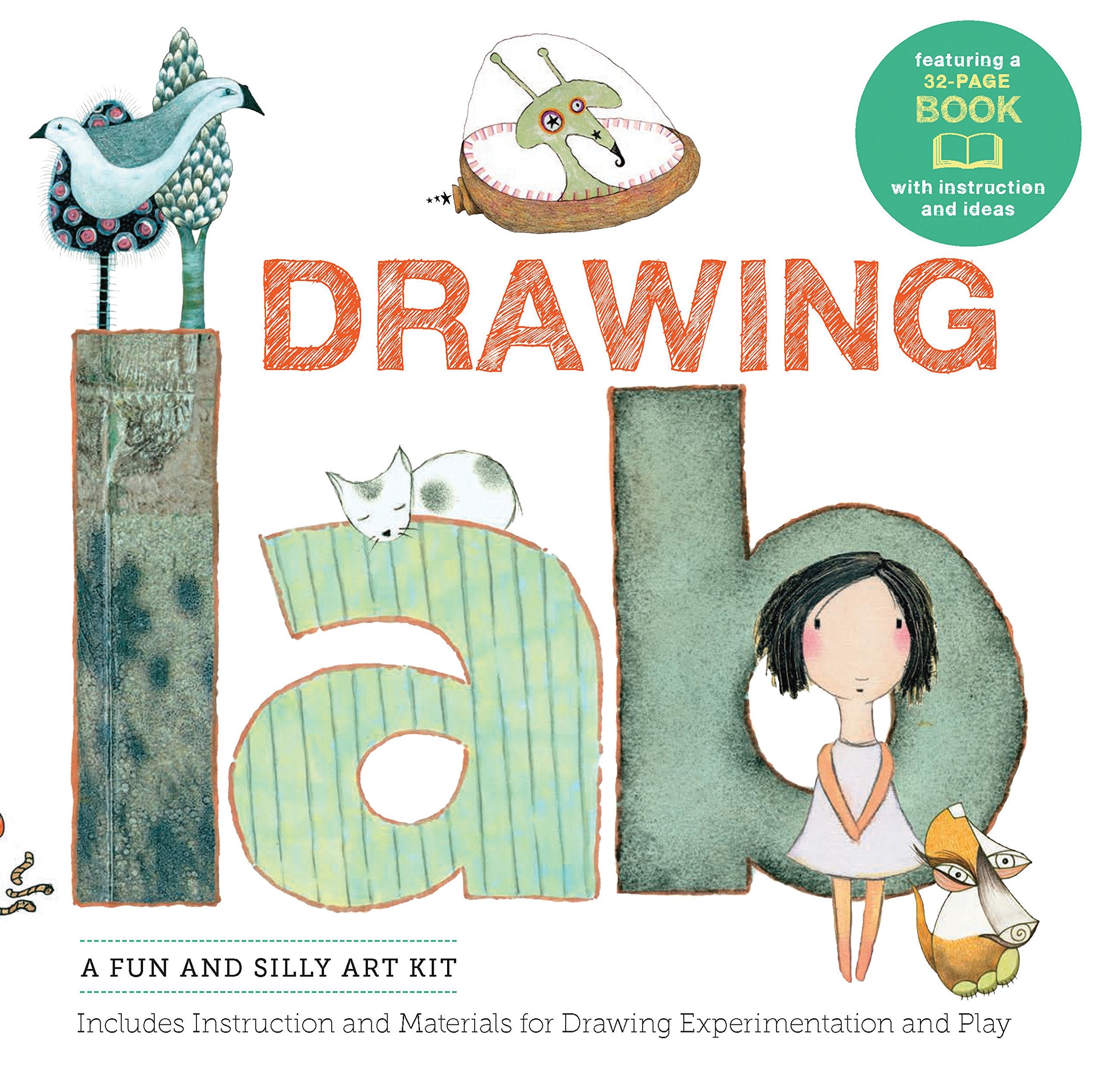 Drawing Lab Kit: A Fun And Silly Art Kit, Includes Instructions And Materials For Drawing Experimentation And Play Burst: Featur