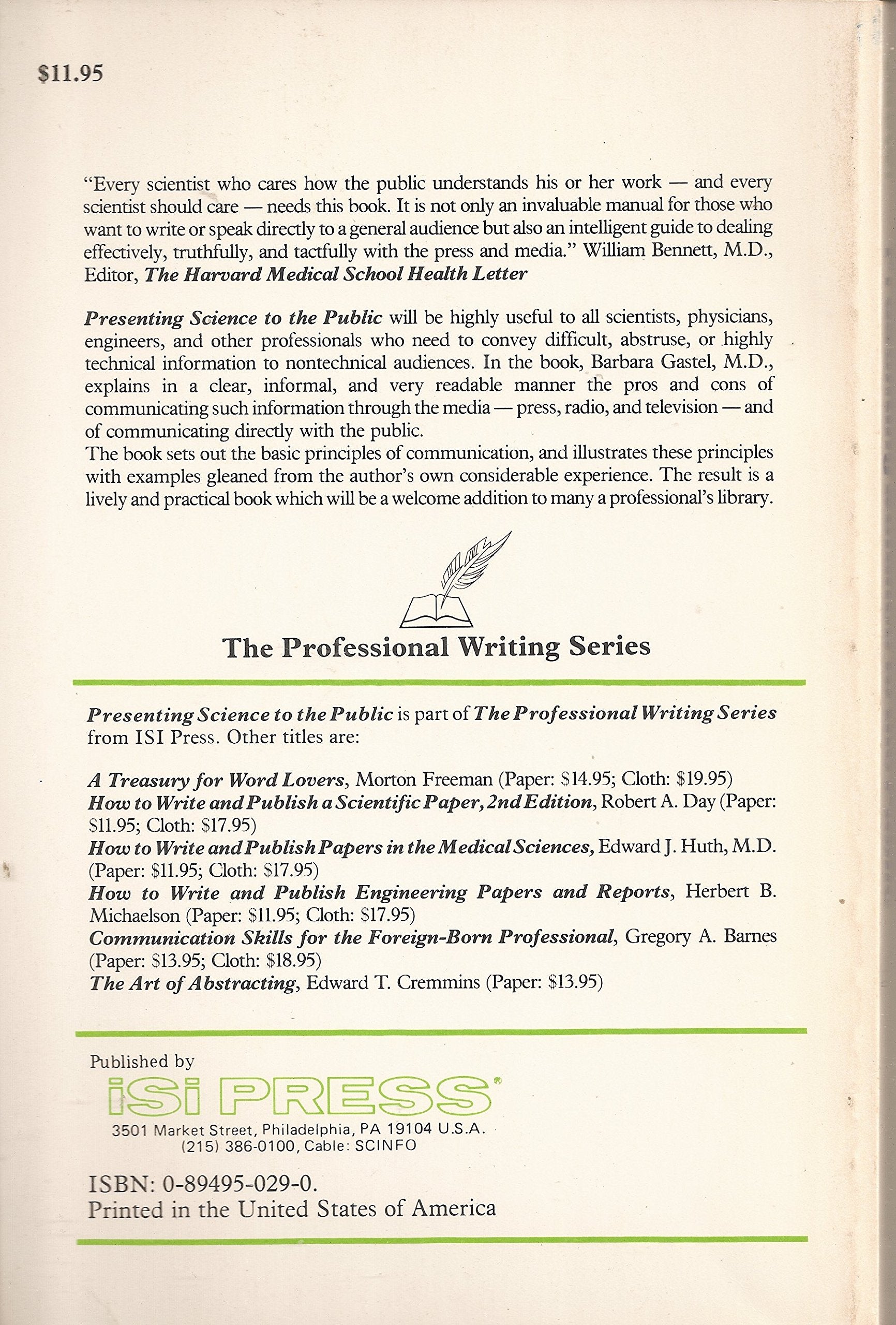 Presenting science to the public (The Professional writing series),Used