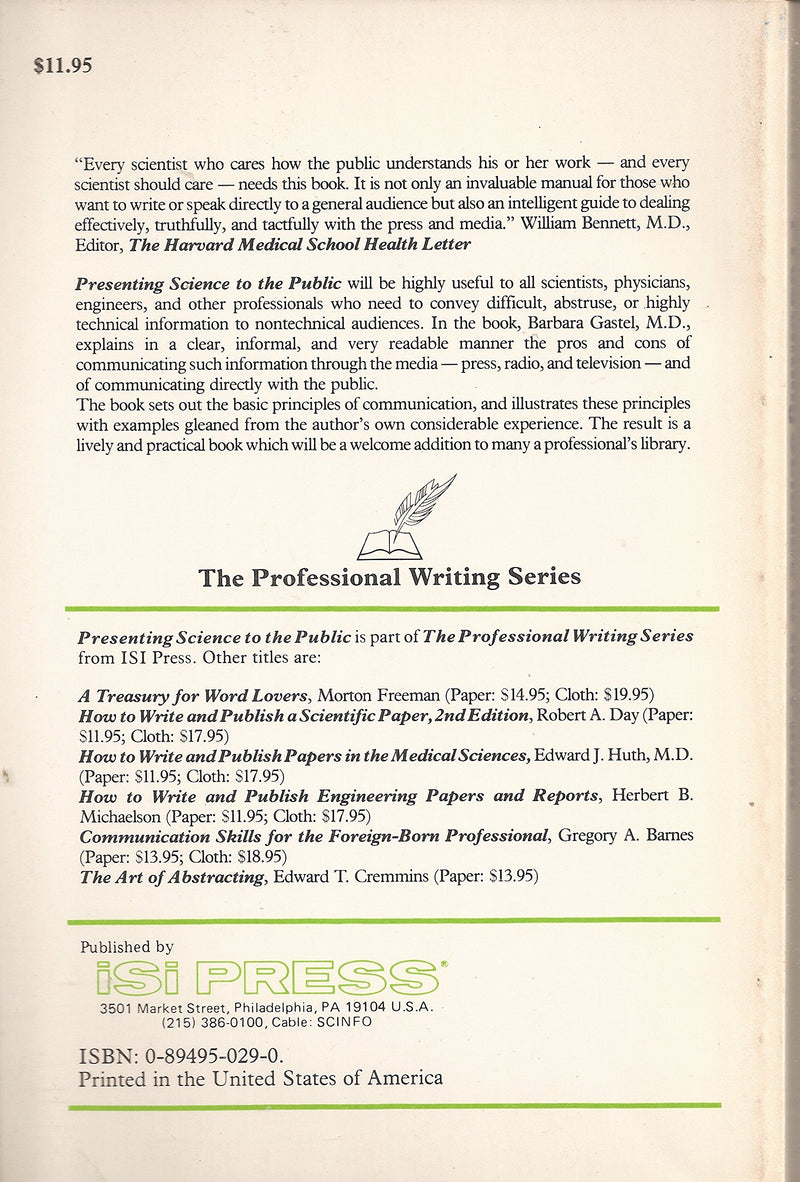 Presenting science to the public (The Professional writing series),Used