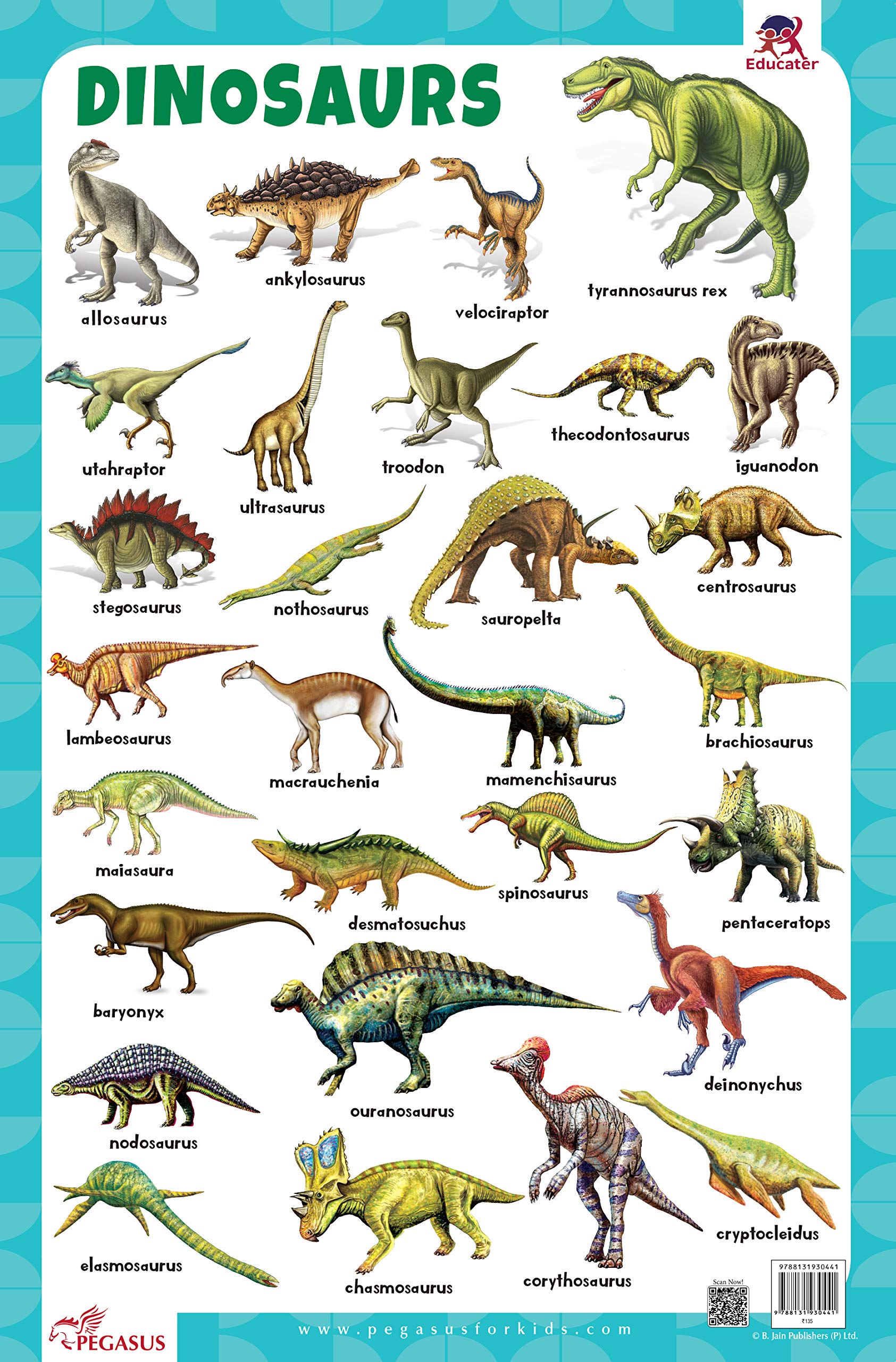 Dinosaurs - Thick Laminated Primary Chart