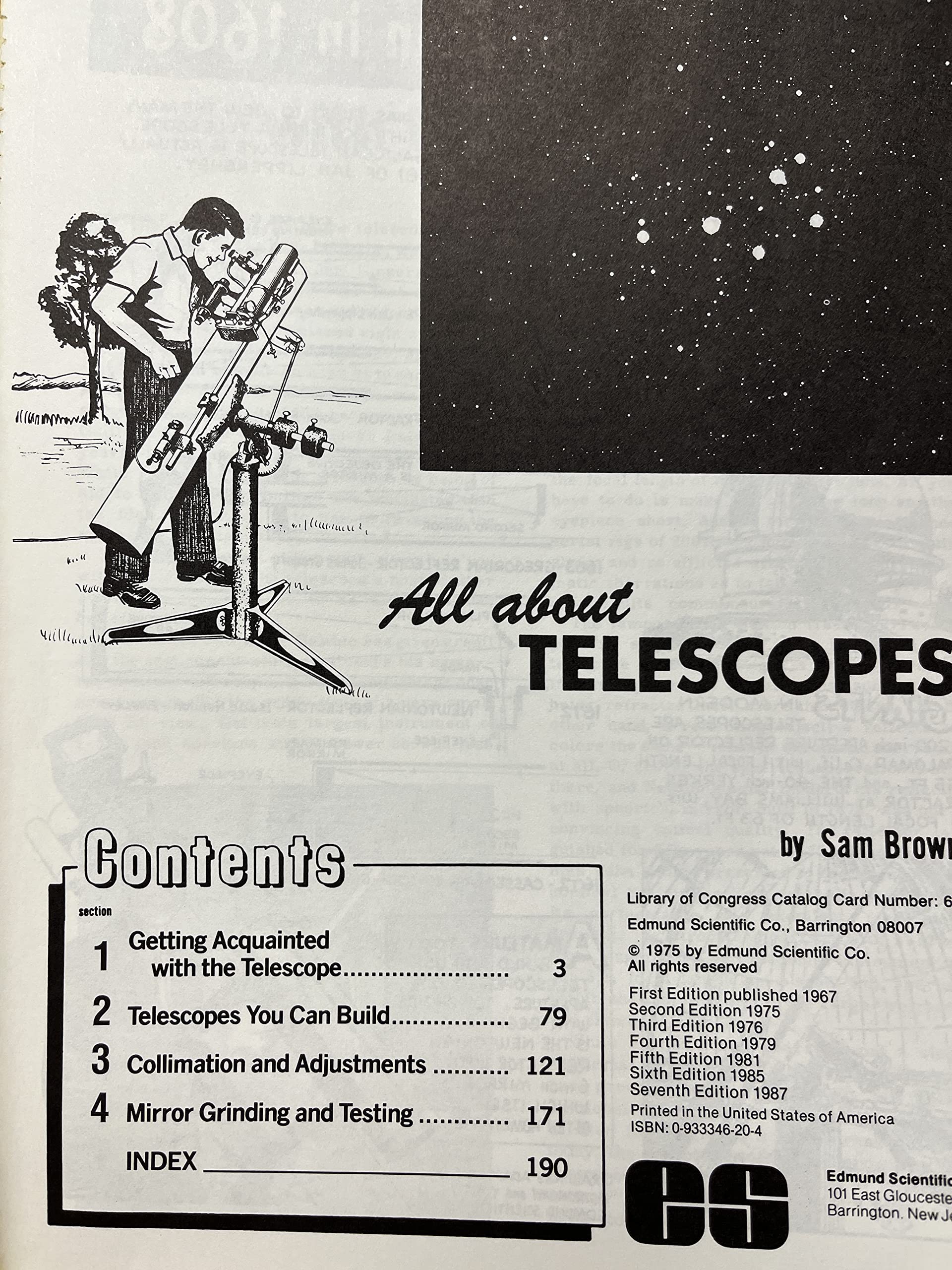 All About Telescopes (Popular Optics Library). Edmund Scientific (ES). [Paperback],Used