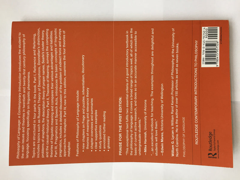 Philosophy of Language: A Contemporary Introduction, 2nd Edition,Used