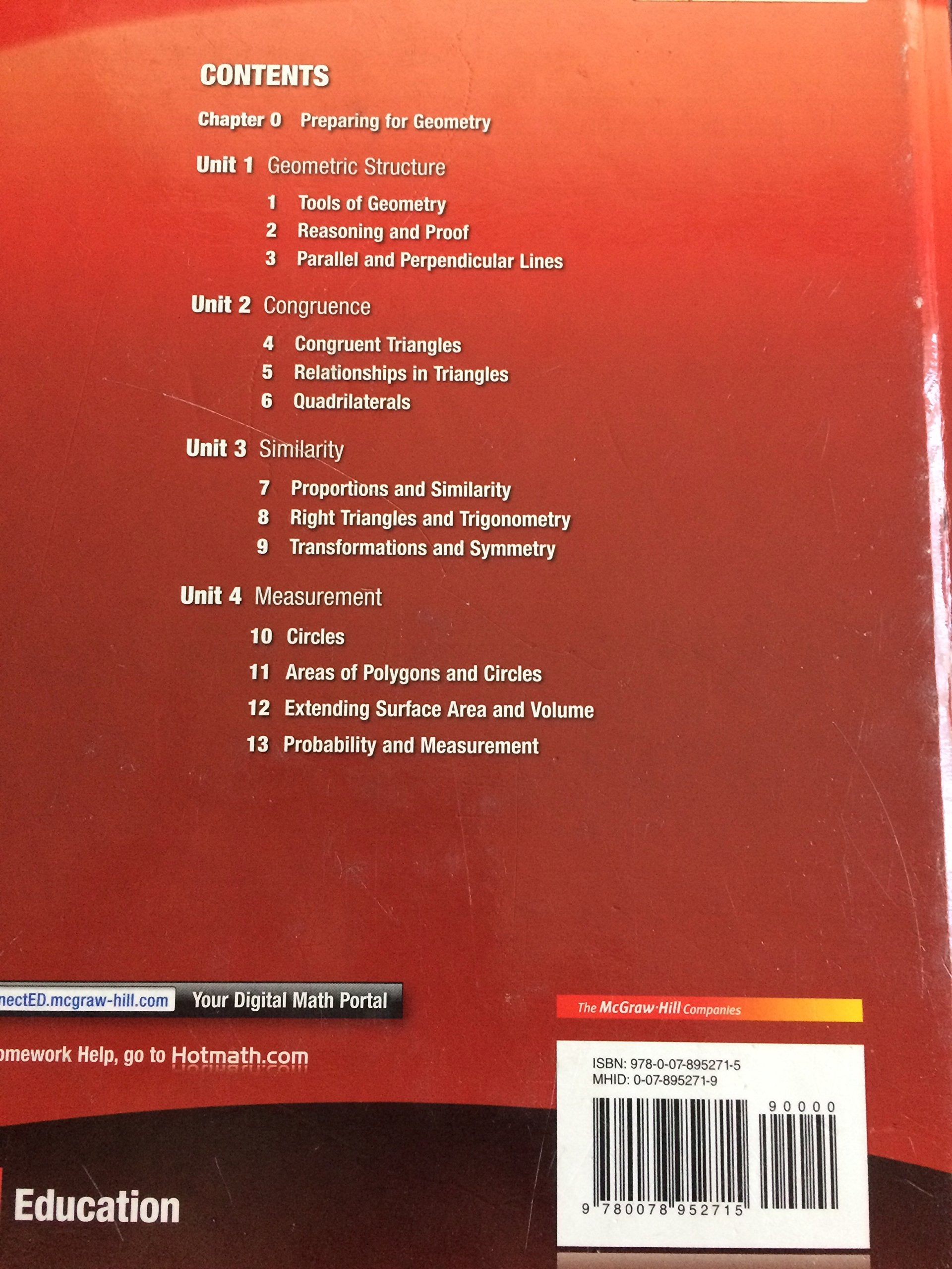 Geometry Student Edition CCSS (MERRILL GEOMETRY),Used