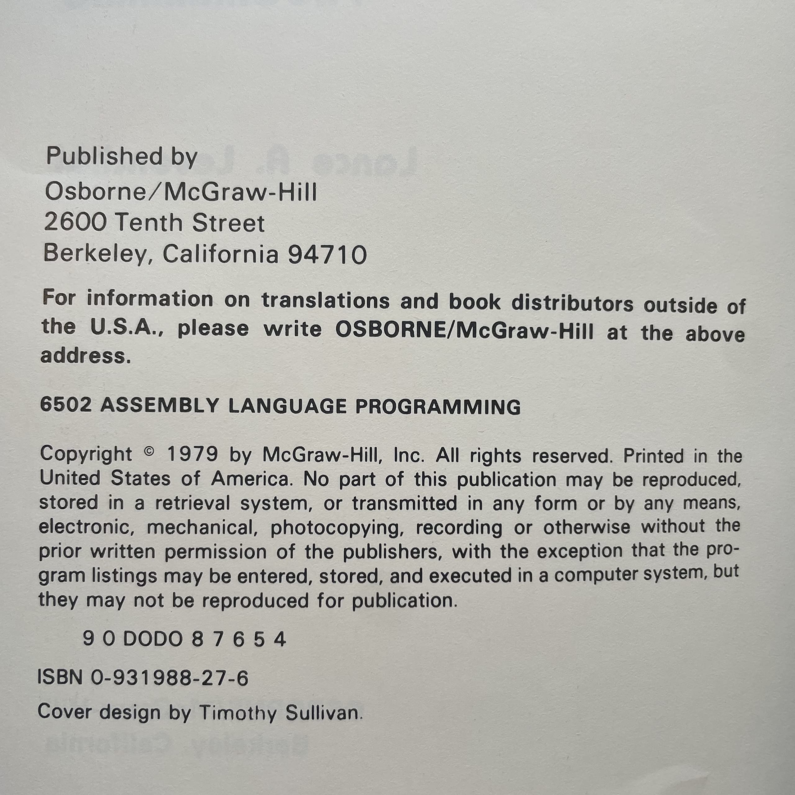 6502 Assembly Language Programming,Used