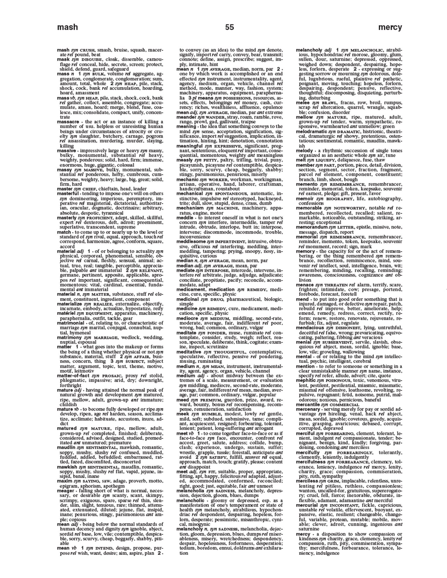 MerriamWebsters Notebook Thesaurus,Used