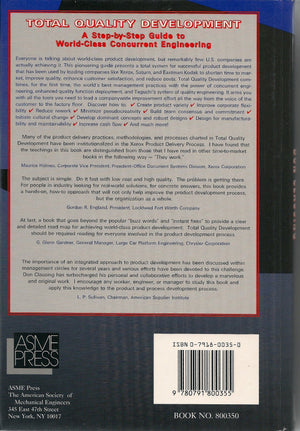 Total Quality Development: A StepByStep Guide to WorldClass Concurrent Engineering,Used