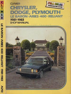 Chrysler Dodge Plymouth: Lebaron, Aries, 400 Reliant 1981 1987,Used