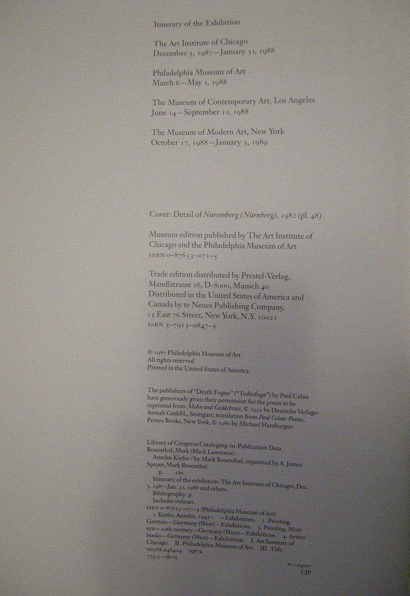 Anselm Kiefer (Trade edition),Used