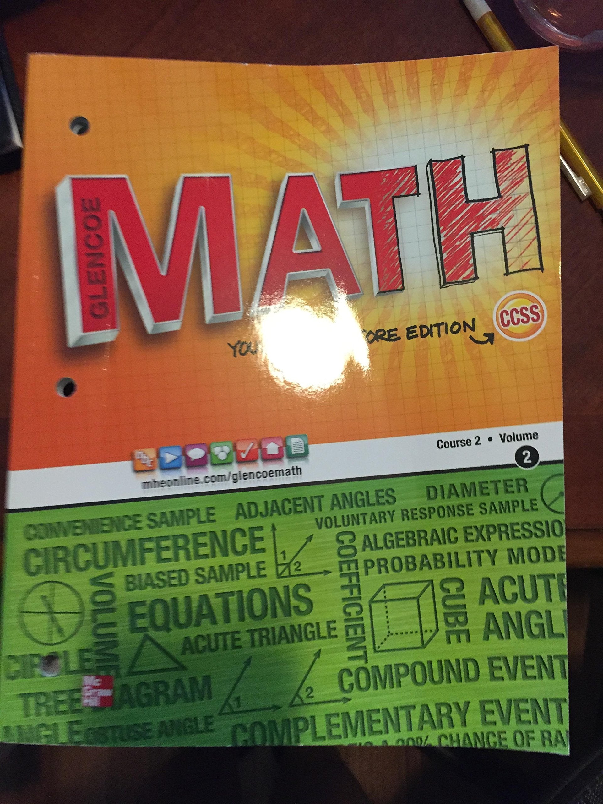 Glencoe Math, Course 2, Student Edition, Volume 2 (Math Applic & Conn Crse)-new