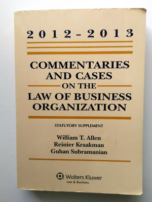 Commentaries and Cases on the Law of Business Organization, 20122013 Statutory Supplement,Used