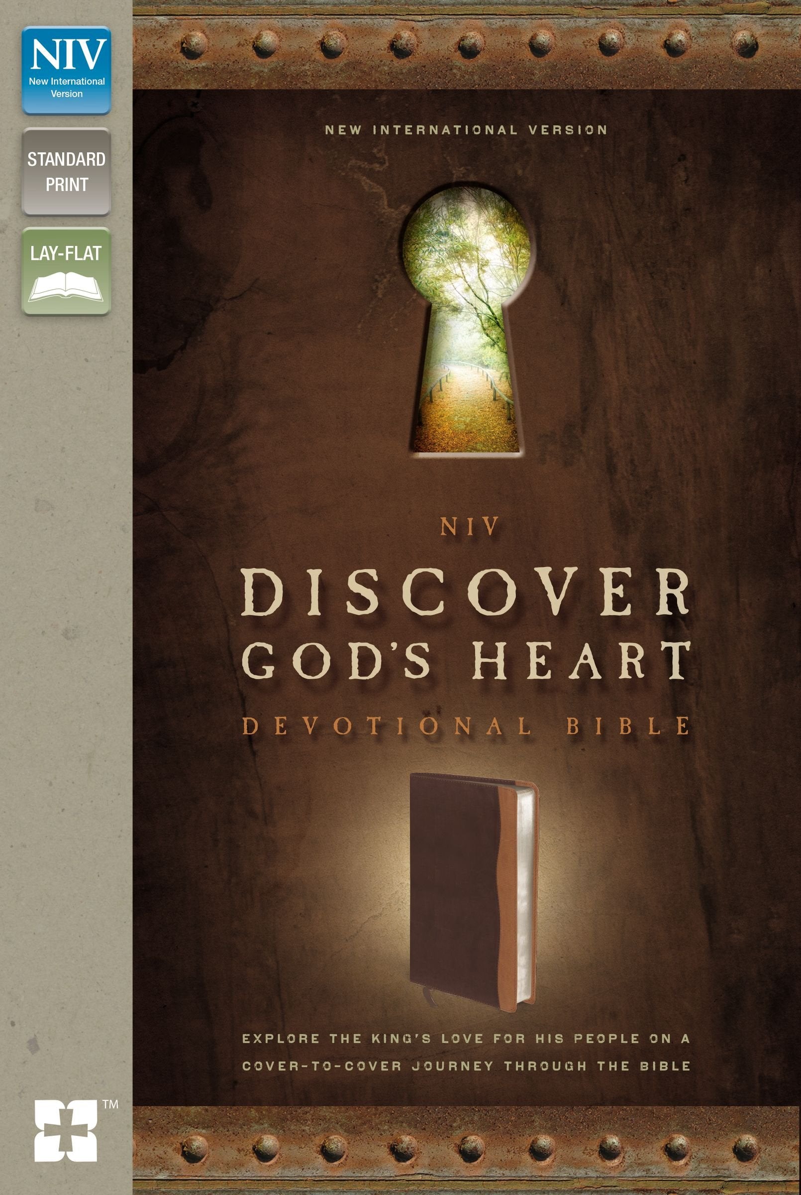 NIV, Discover God's Heart Devotional Bible, Leathersoft, Brown/Tan: Explore the King's Love for His People on a CovertoCover J,Used