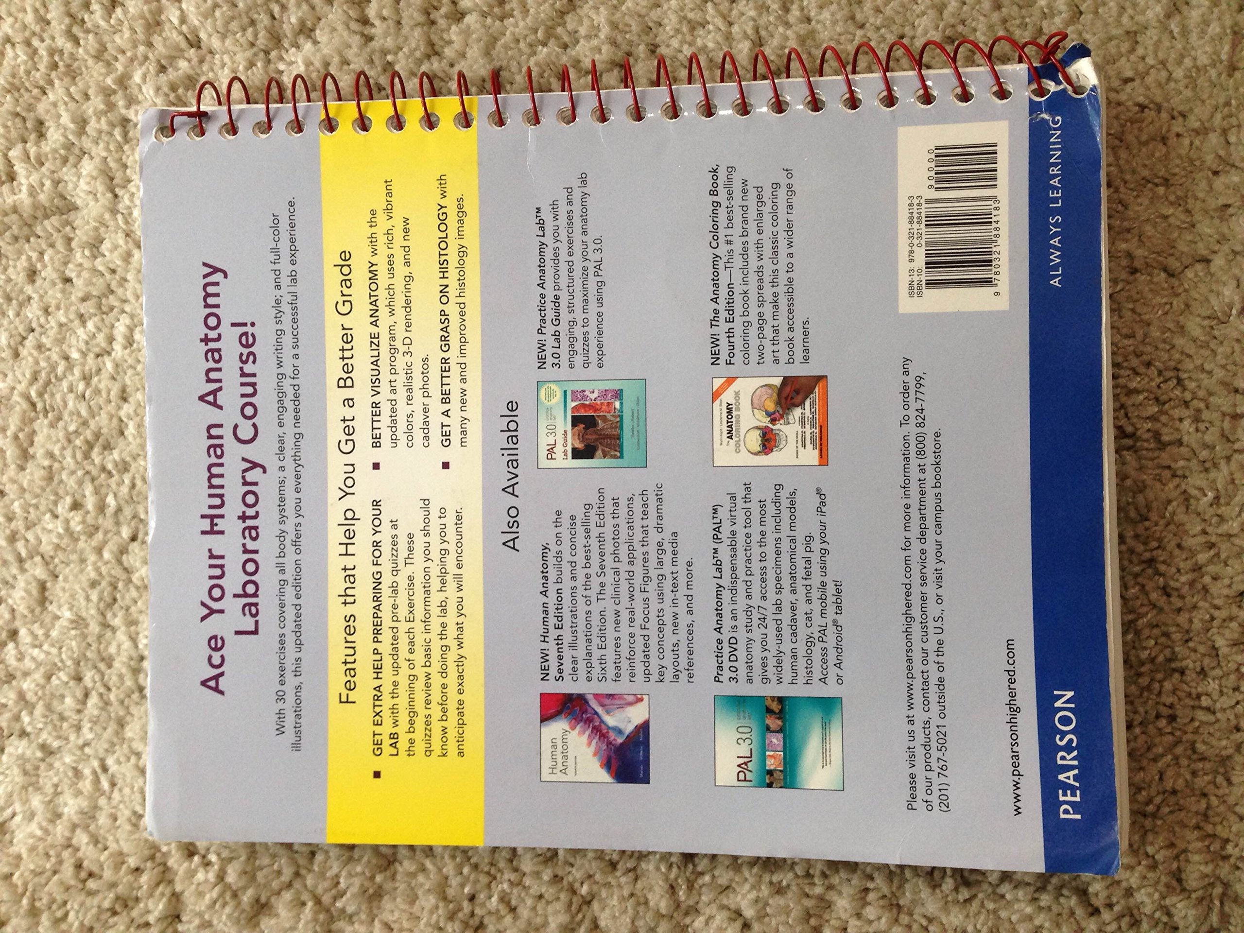 Pearson Human Anatomy Laboratory Manual with Cat Dissections, 7th Edition