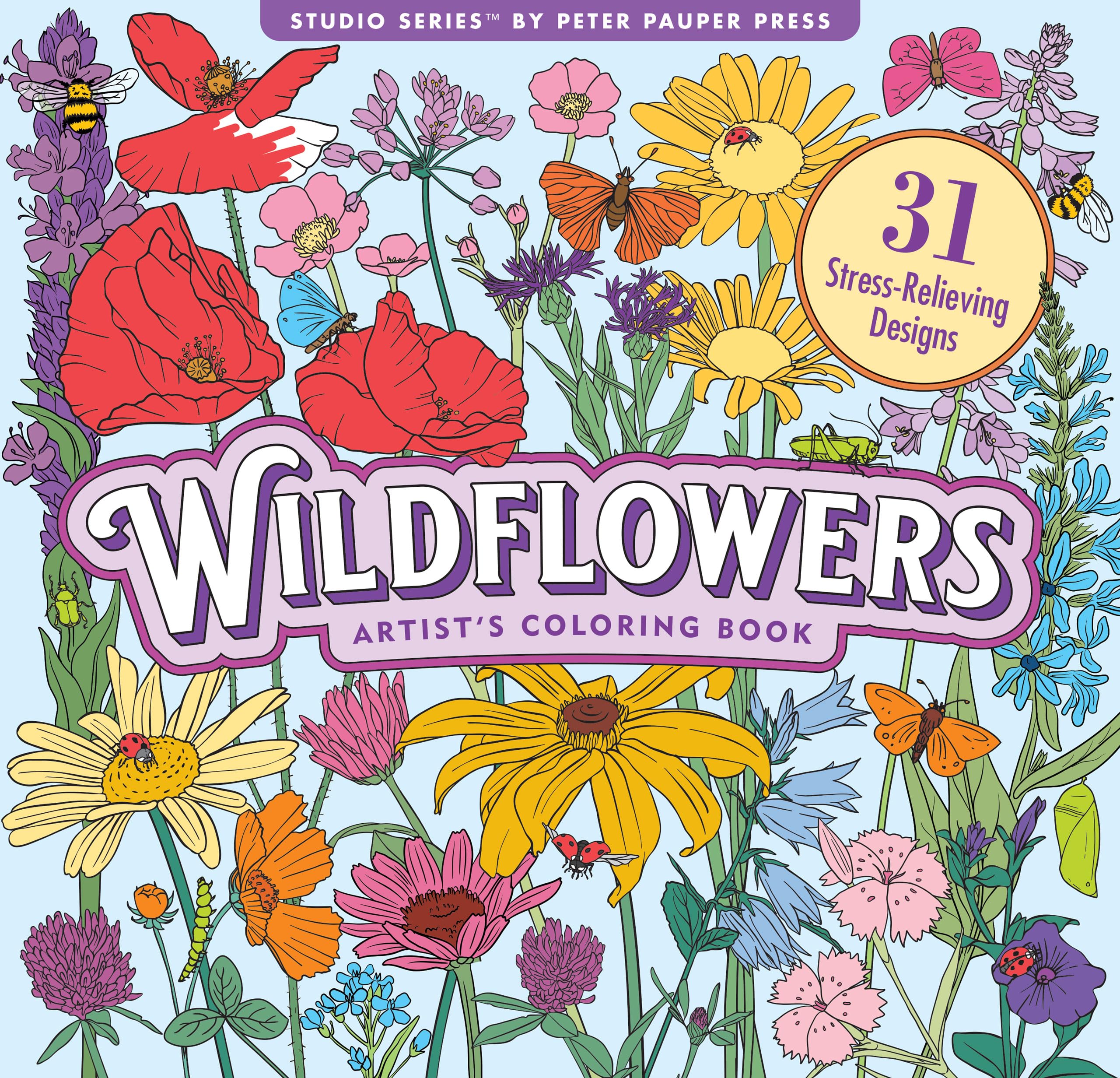 Wildflowers Adult Coloring Book (31 OneSided Designs on Thick Paper)
