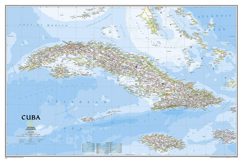National Geographic Cuba Wall Map  Classic (Poster Size: 36 x 24 in) (National Geographic Reference Map),Used