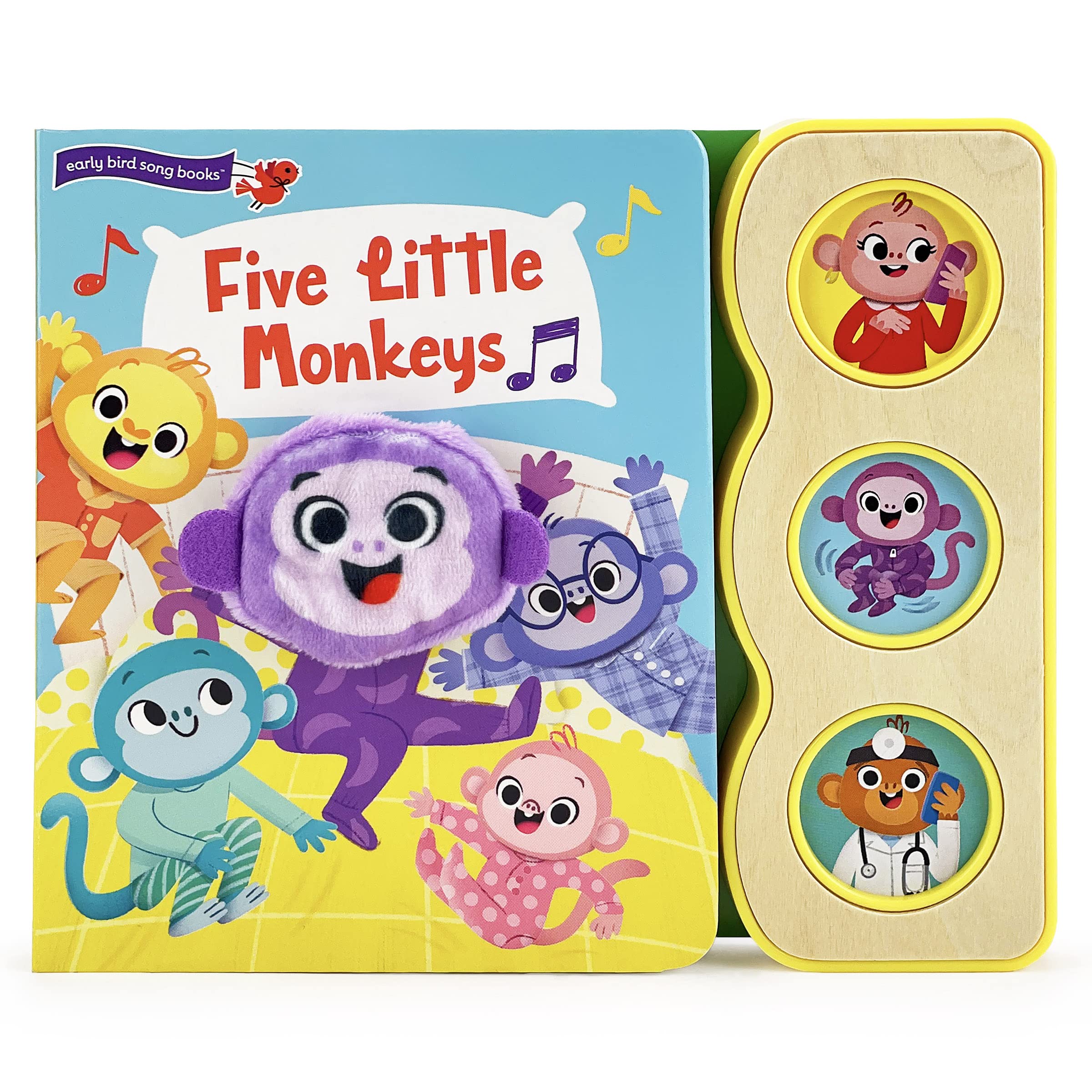 Five Little Monkeys Finger Puppet Sound Book for Babies and Toddlers, Ages 15 (Early Bird Song Books),New