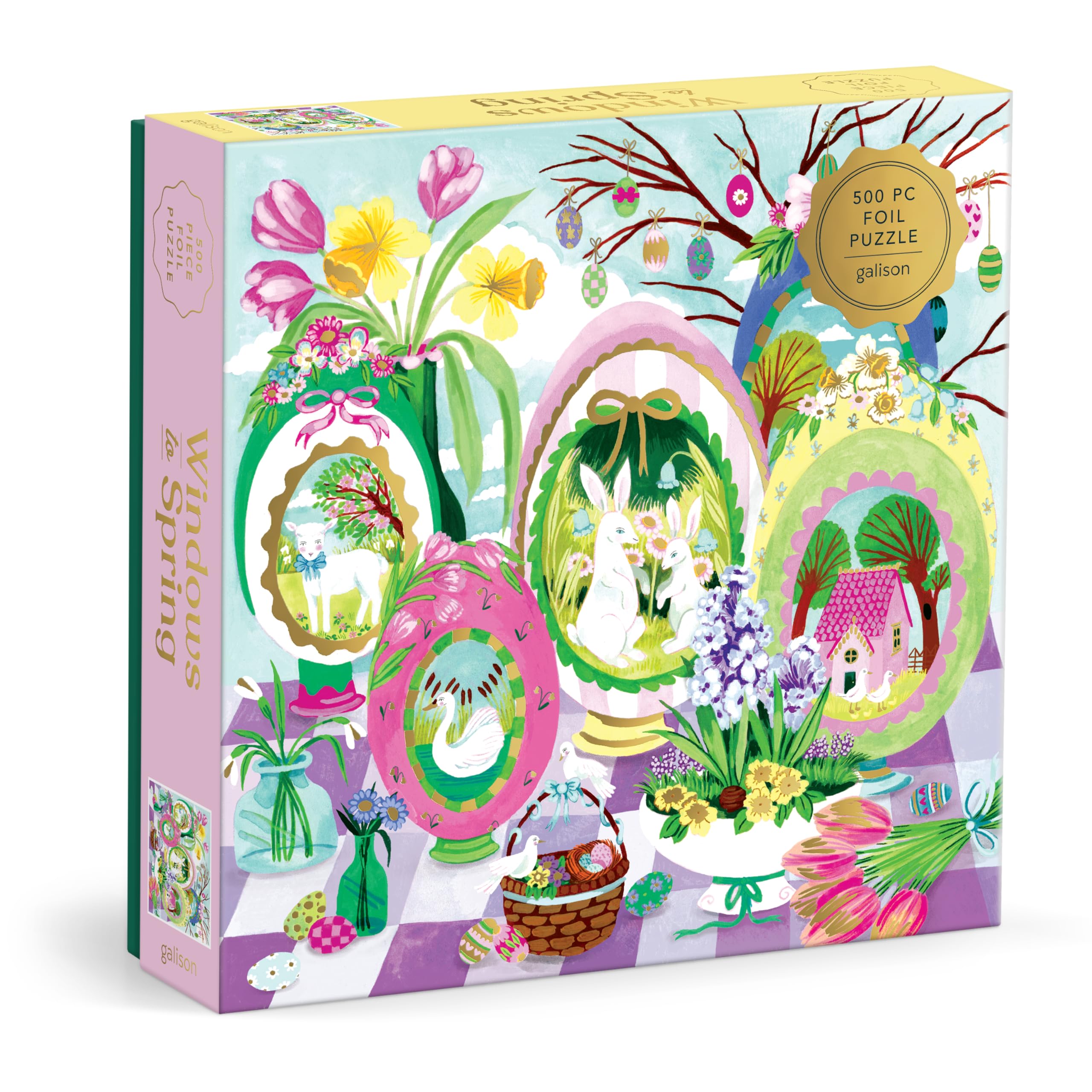 Galison Windows To Spring  500 Piece Jigsaw Puzzle Featuring Beautiful Artwork Of Sugar Egg Illustration For Easter