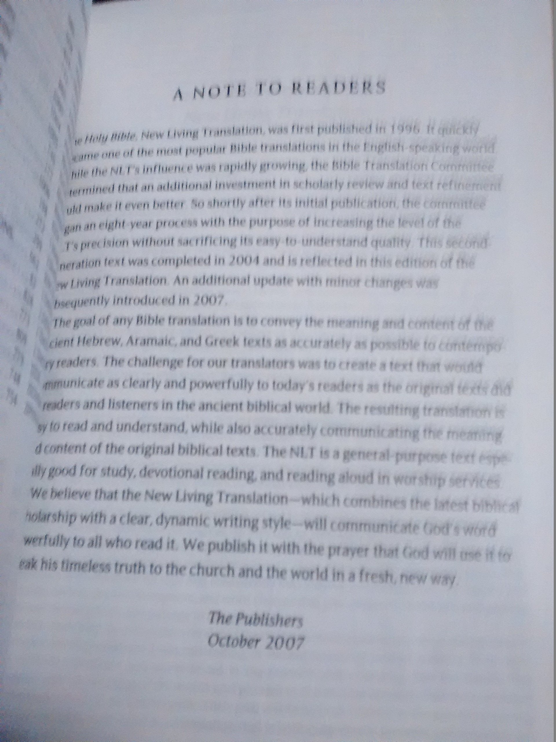 Premium Slimline Reference Bible NLT, Large Print,Used