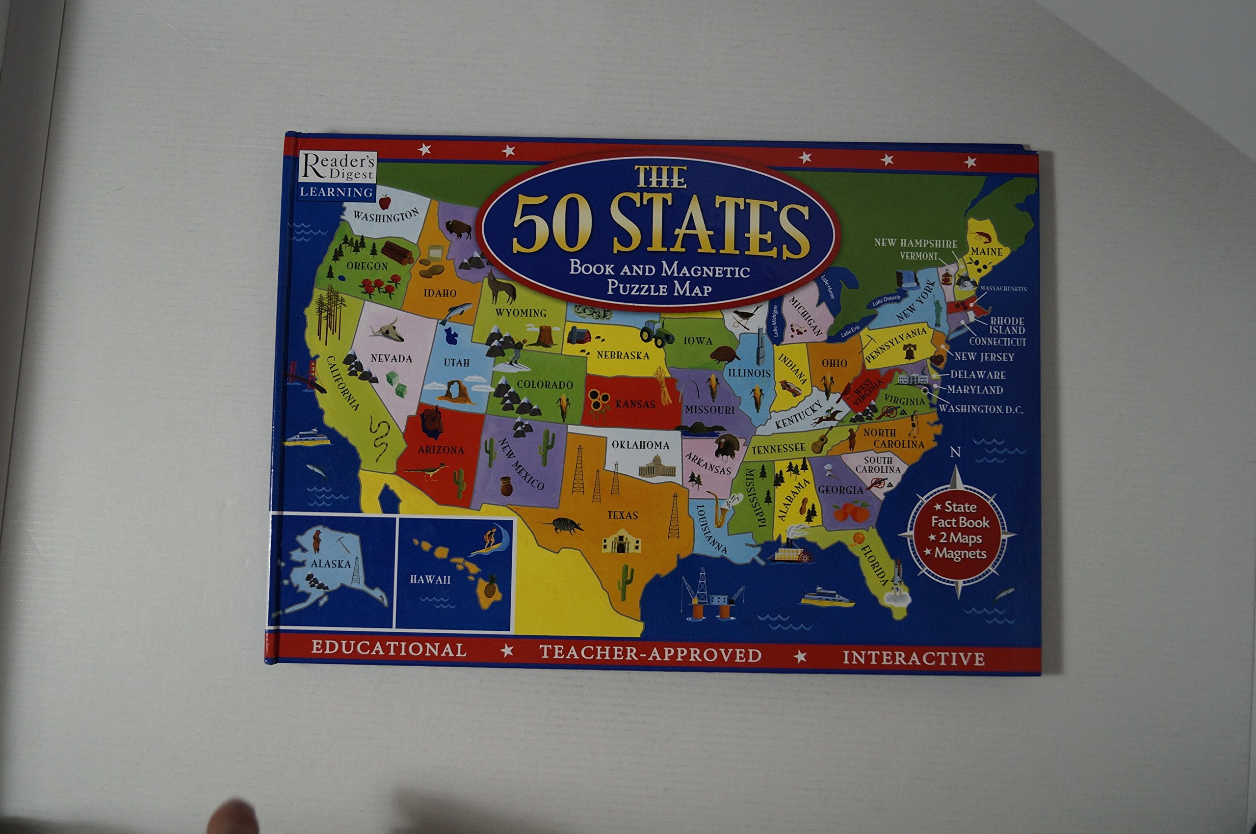 The 50 States Book and Magnetic Puzzle Map,Used