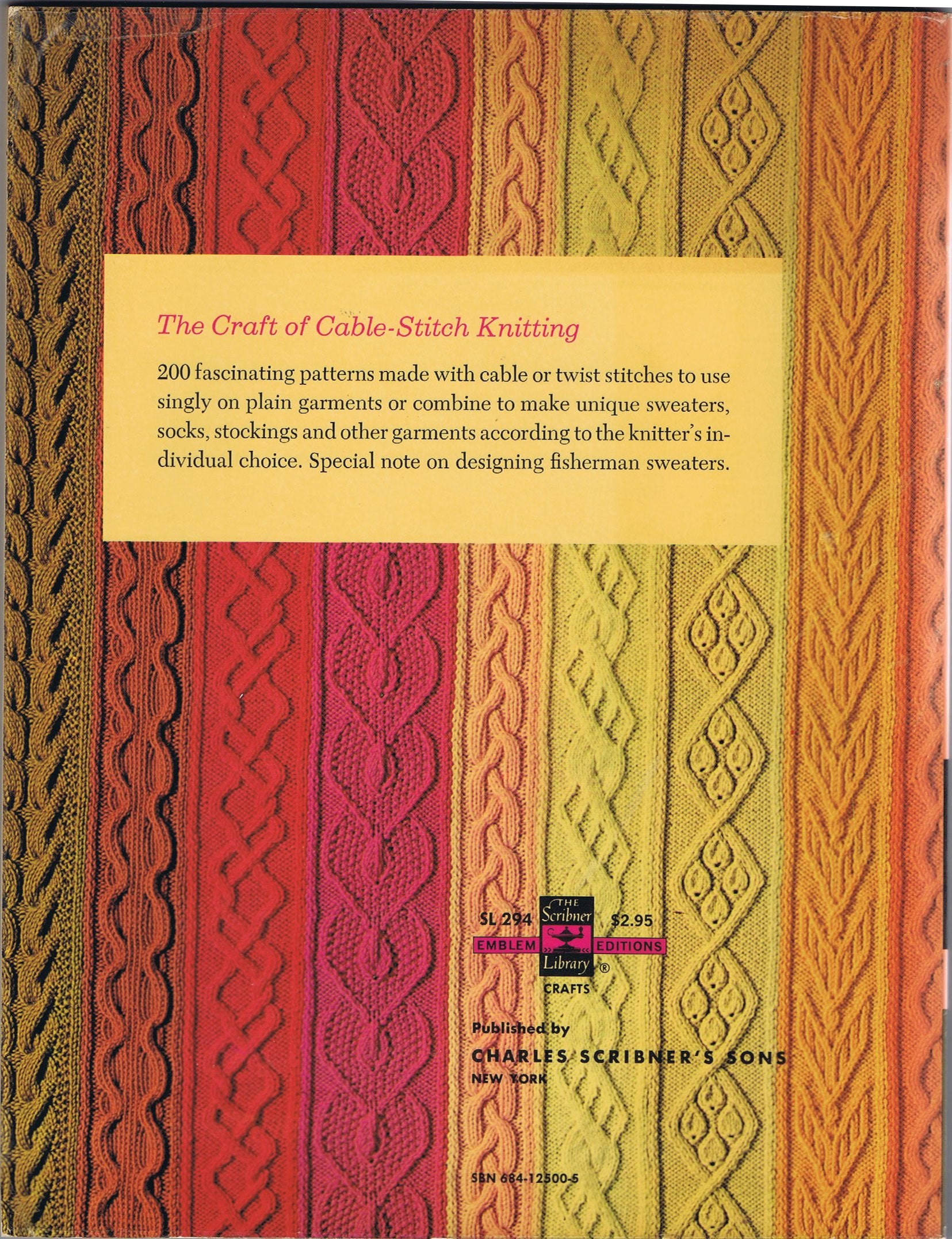 The Craft Of Cablestitch Knitting (The Scribner Library, Sl294 Emblem Editions),New