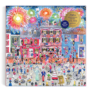 Galison Celebrate The Usa  500 Piece Michael Storrings Foil Jigsaw Puzzle Featuring Beautiful Artwork Of The Usa 250Th Birthday