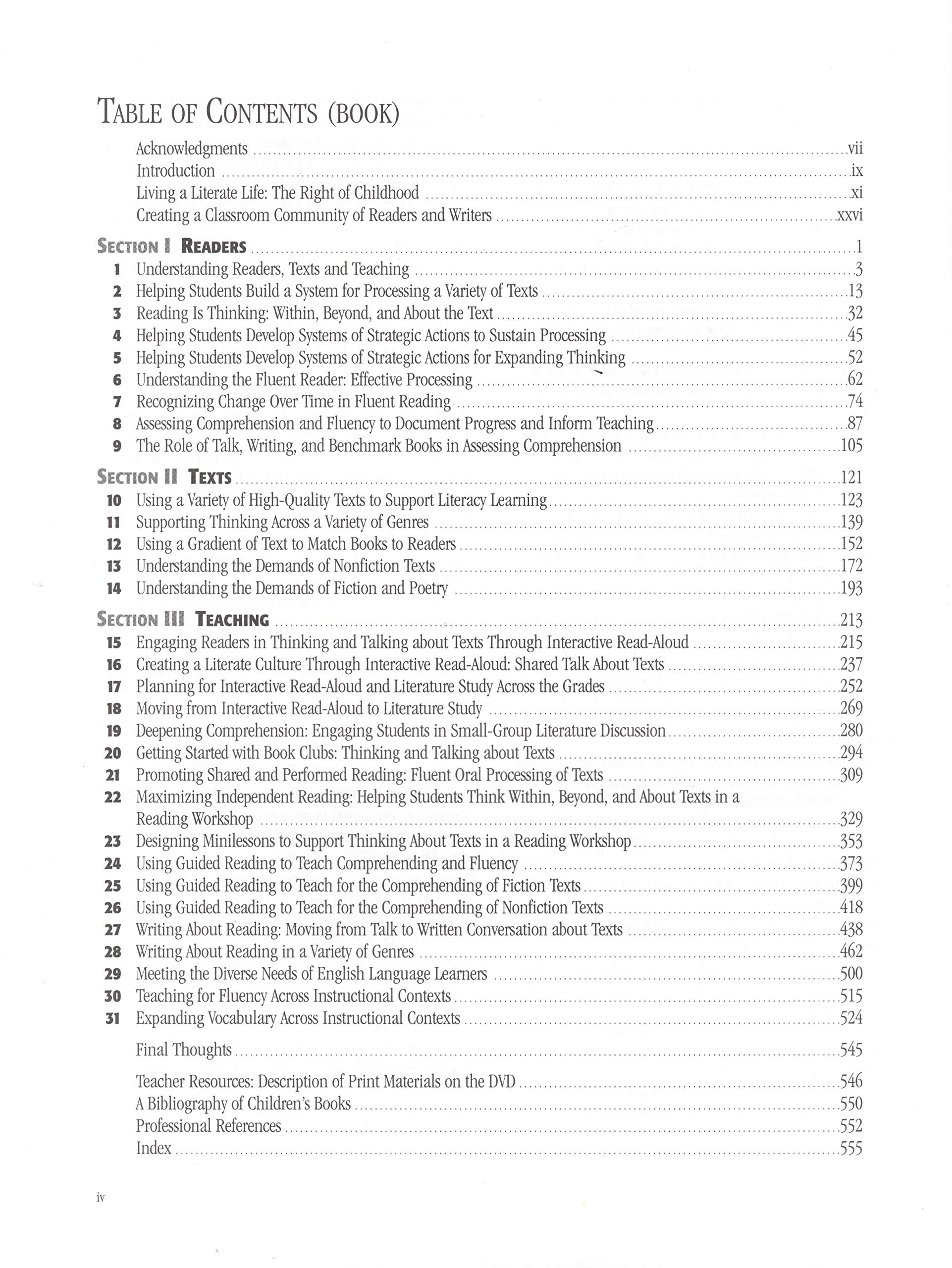 Teaching for Comprehending and Fluency: Thinking, Talking, and Writing About Reading, K8 (F&P Professional Books & Multi),New