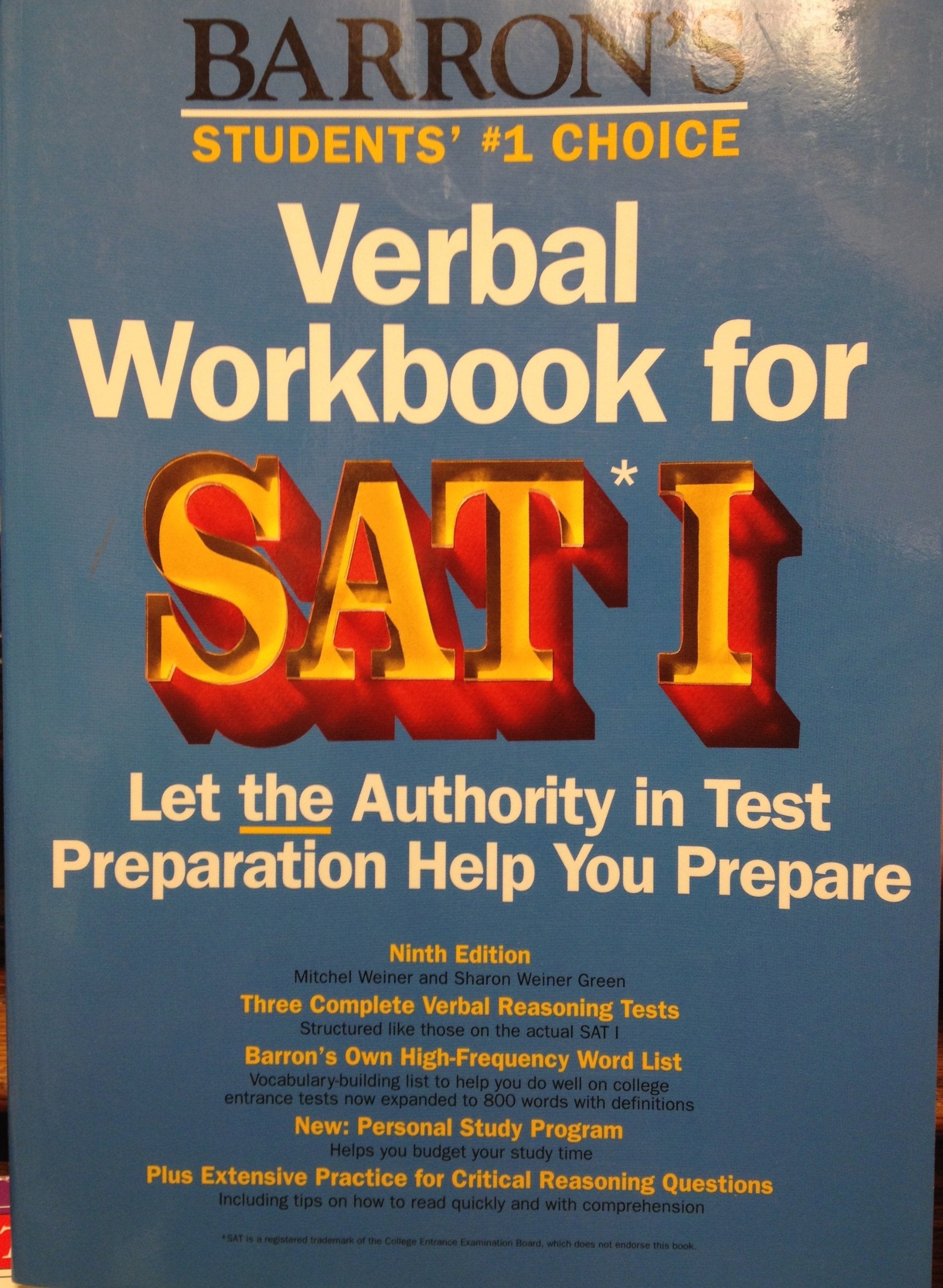 Verbal Workbook for Sat I (Barron's Verbal Workbook for Sat I),Used