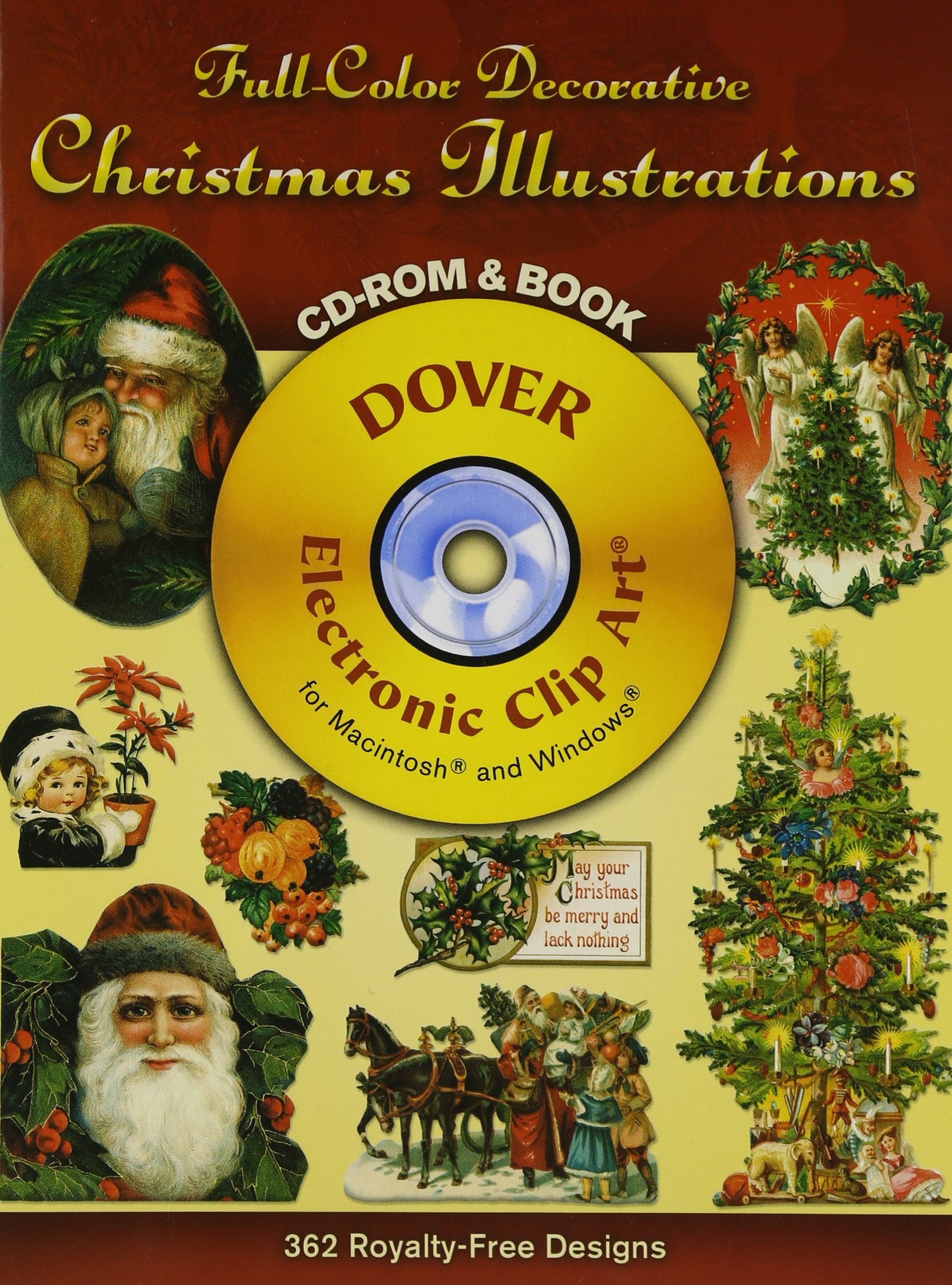 FullColor Decorative Christmas Illustrations CDROM and Book (Dover Electronic Clip Art),Used