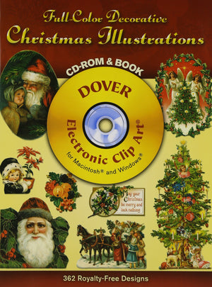 FullColor Decorative Christmas Illustrations CDROM and Book (Dover Electronic Clip Art),Used