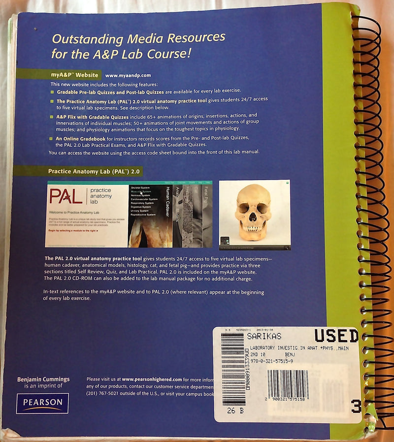 Laboratory Investigations In Anatomy & Physiology, Main Version,Used