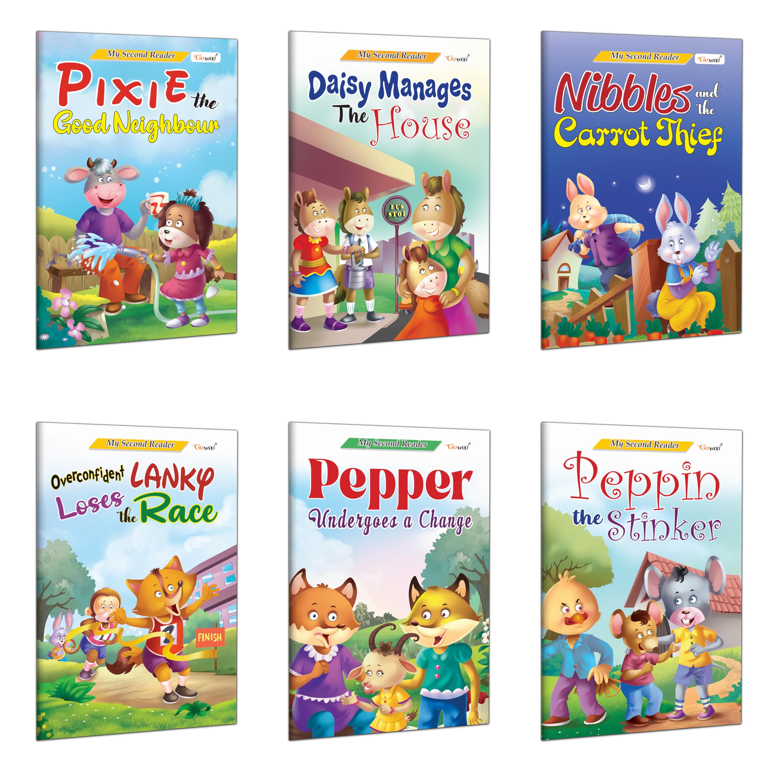 My Second Reader - Daisy Manages The House, Nibbles And The Carrot Thief, Overconfident Lanky Loses The Race And More : Educational Storybooks For Kids, Picture Books For 3-12 Year Olds | Pack Of 6