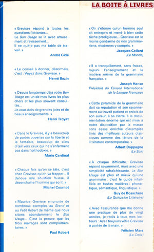 Le bon usage: Grammaire francaise, avec des remarques sur la langue francaise d'aujourd'hui (French Edition),Used