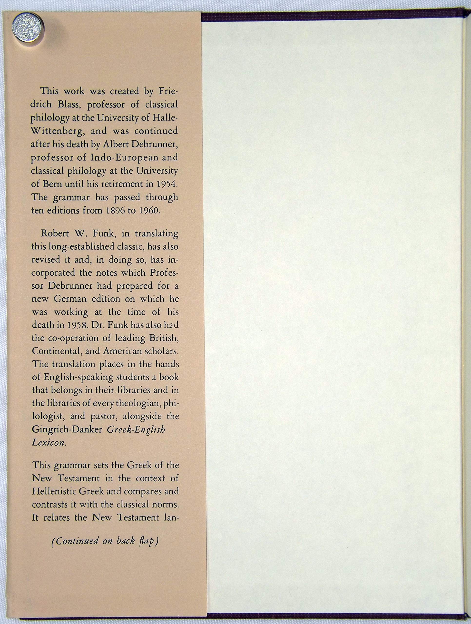 Greek Grammar of the New Testament and Other Early Christian Literature,New