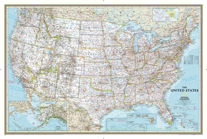 National Geographic United States Wall Map  Classic (Poster Size: 36 x 24 in) (National Geographic Reference Map),Used