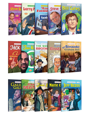 Bill Gates, Steve Jobs, Mark Zuckerberg, Albert Einstein, Galileo Galilei, Issac Newton And More (Great Enterpreneur And Scientists) : Scientists Book For Kids , Educational Learning Book | Set Of 15