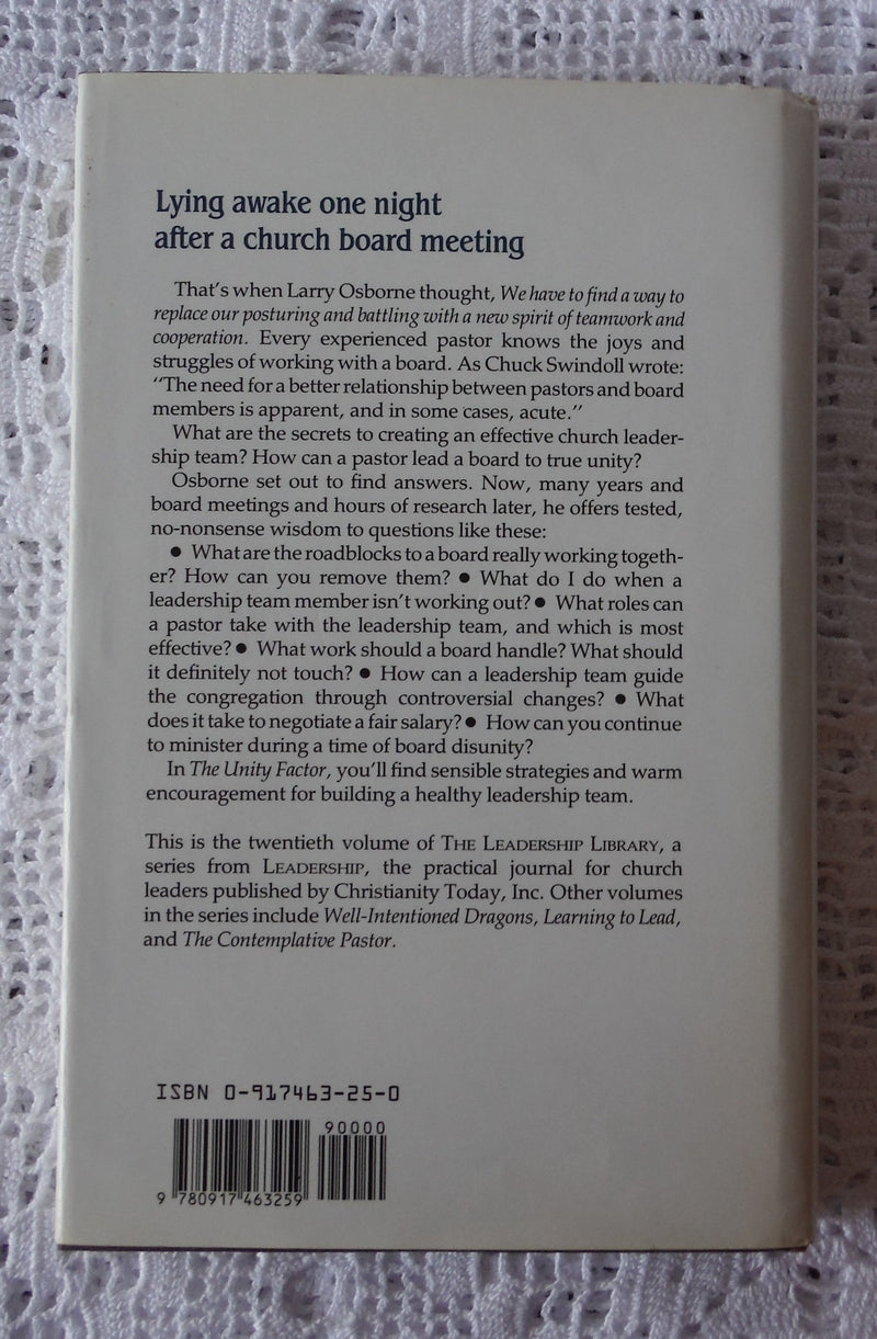 The Unity Factor: Getting Your Church Leaders Working Together,Used