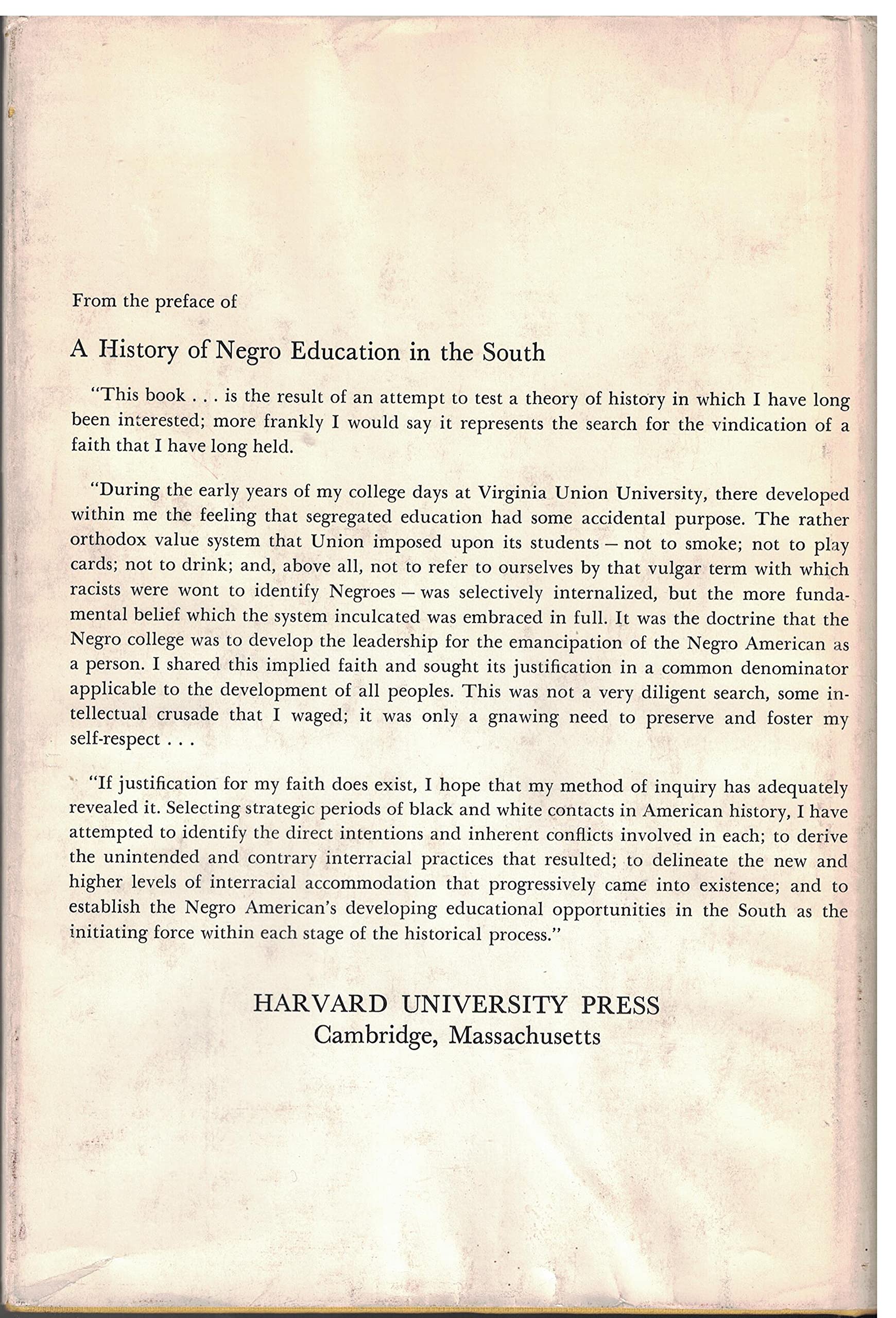 A History of Negro Education in the South: From 1619 to the Present,Used