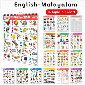 My First All In One Spiral Chart English-Malyalam : Learning Chart Book For Kids, Educational Chart For Toddlers, Collection With 16 Topics, Birthday Gifts For Kids