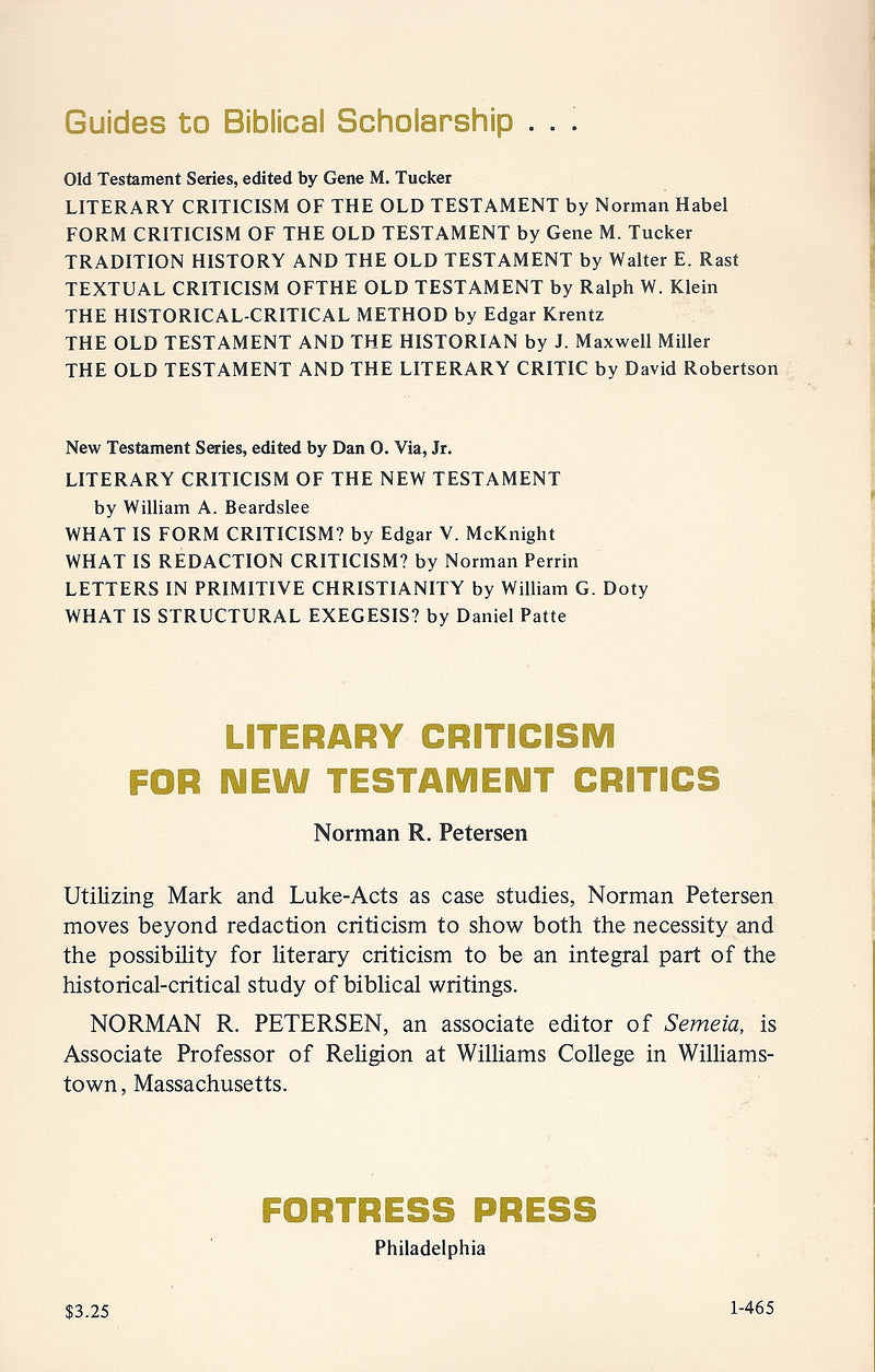 Literary Criticism for New Testament Critics,Used