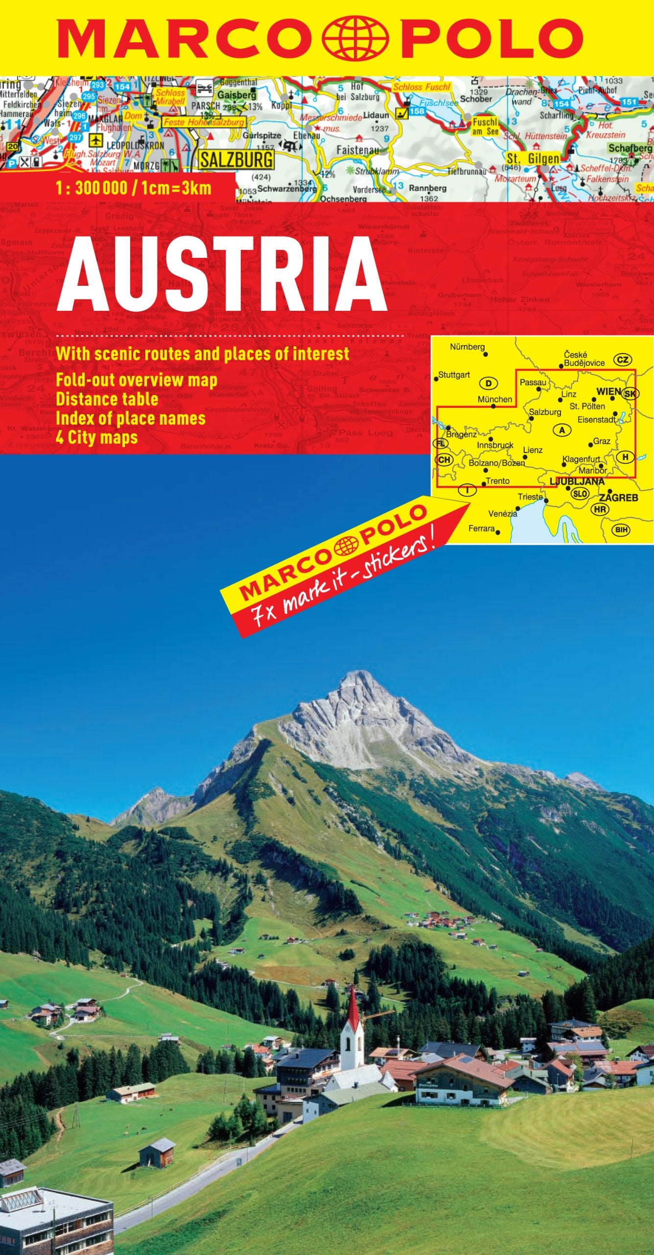 Austria Marco Polo Map (Marco Polo Maps),Used