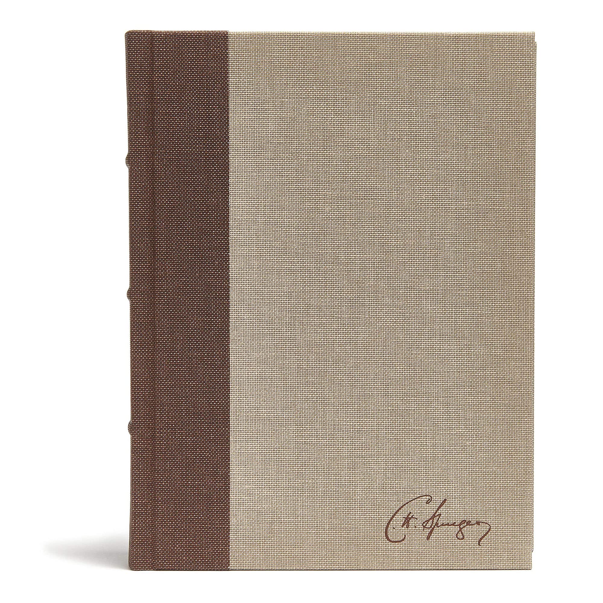 CSB Spurgeon Study Bible, Brown/Tan Cloth Over Board, Black Letter, Study Notes, Quotes, Sermons Outlines, Ribbon Marker, Sewn B,New