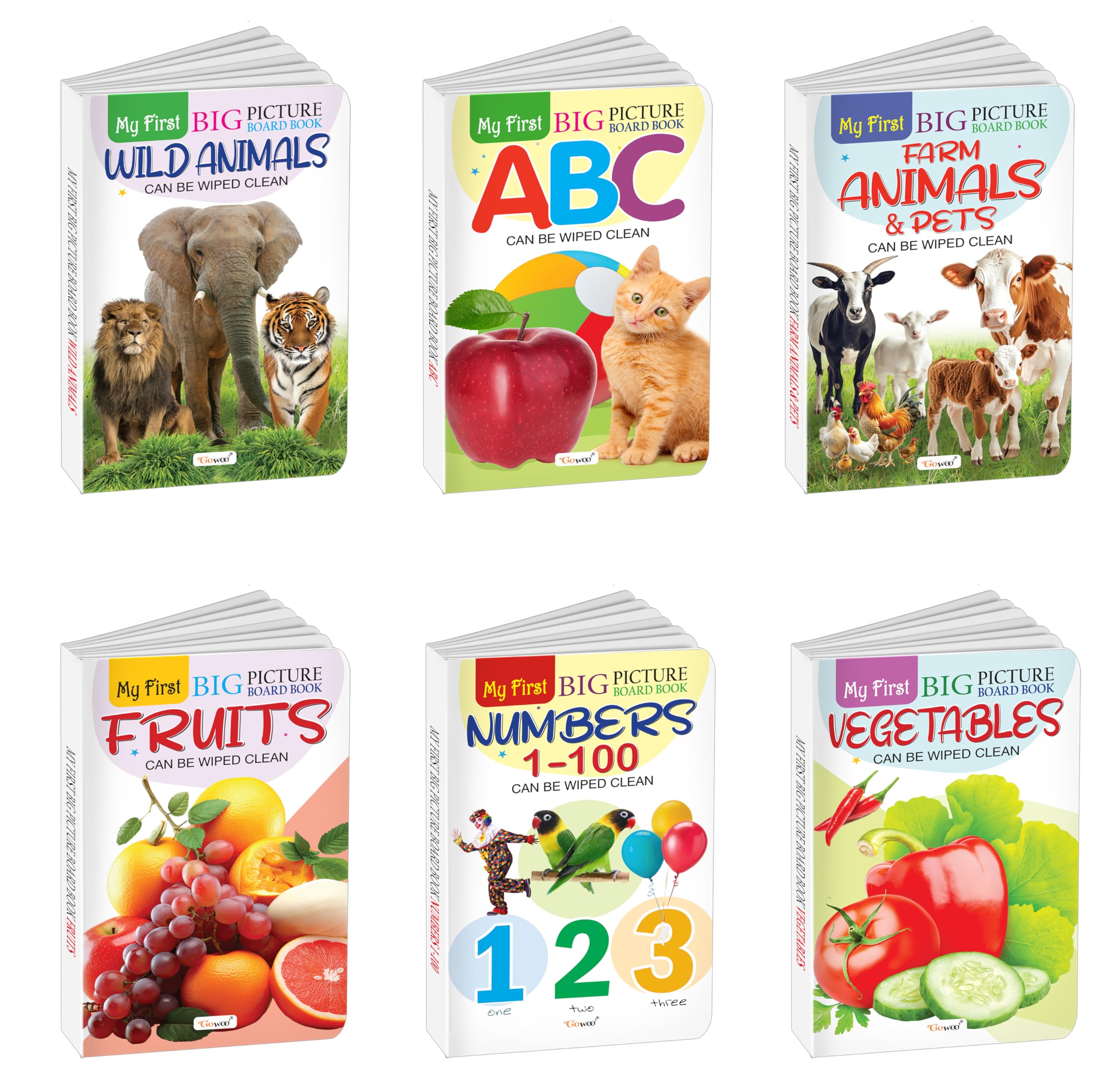 My First Big Picture Board Book Abc, Numbers 1-100, Fruits, Vegetables And More : Picture Board Books For Kids, Educational Board Books For Children | Pack Of 6 Board Books