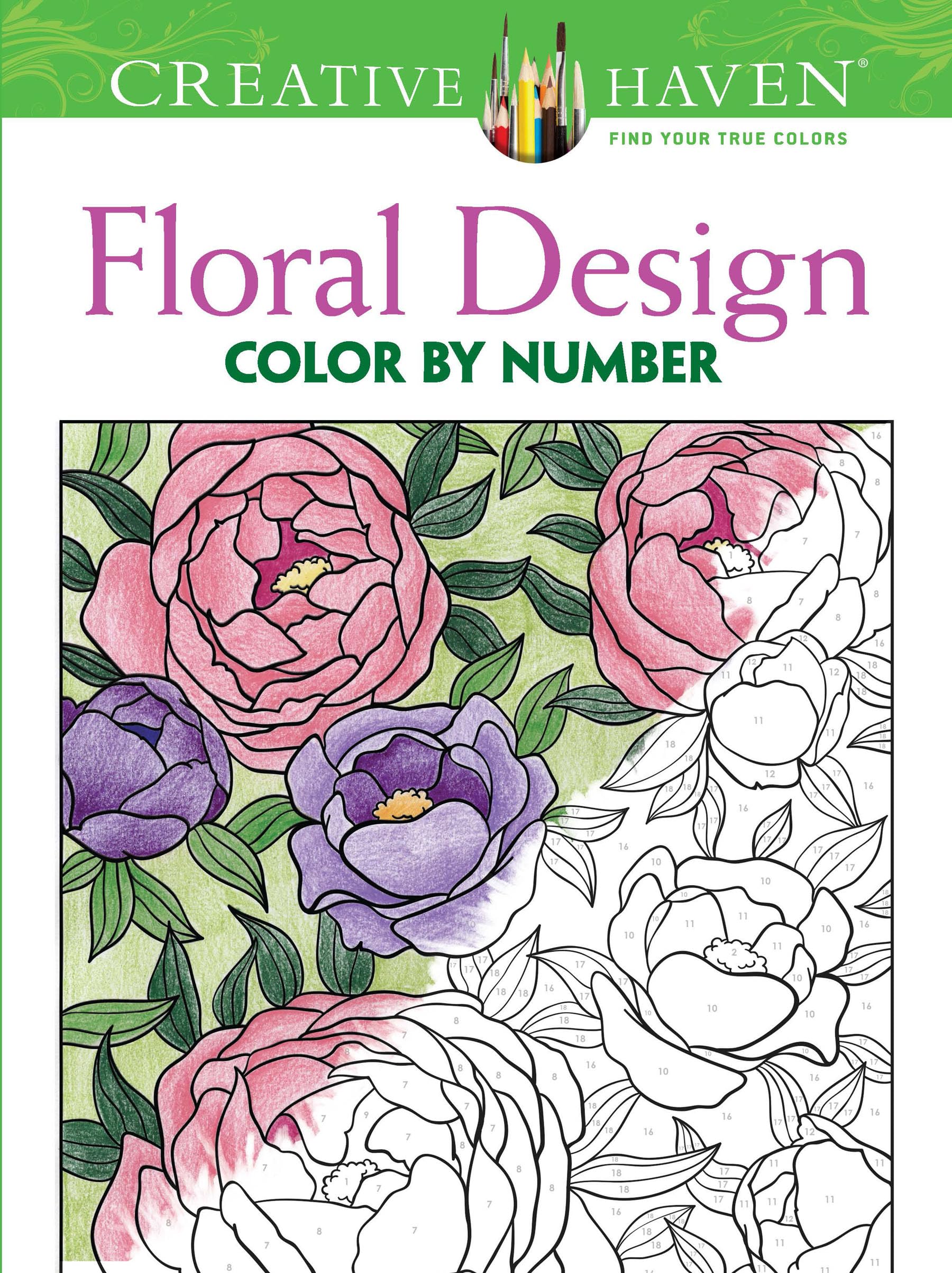 Creative Haven Floral Design Color by Number Coloring Book (Creative Haven Coloring Books),Used