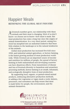 Happier Meals: Rethinking the Global Meat Industry.,Used