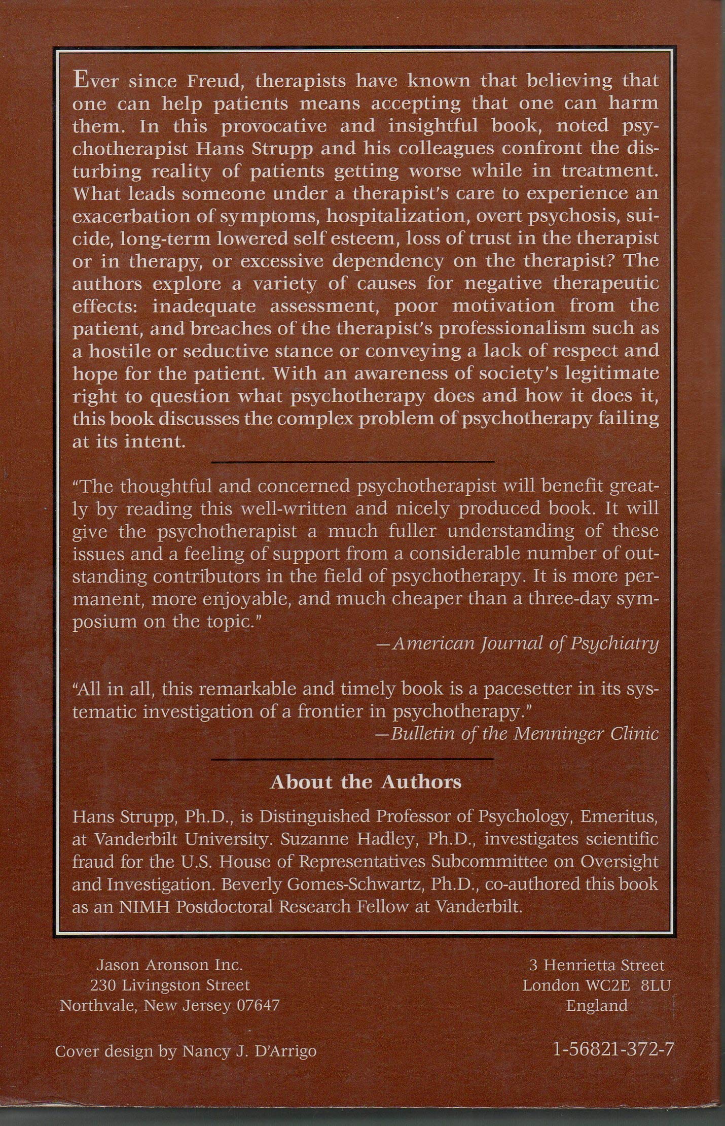 When Things Get Worse: The Problem of Negative Effects in Psychotherapy (The Master Work Series),New