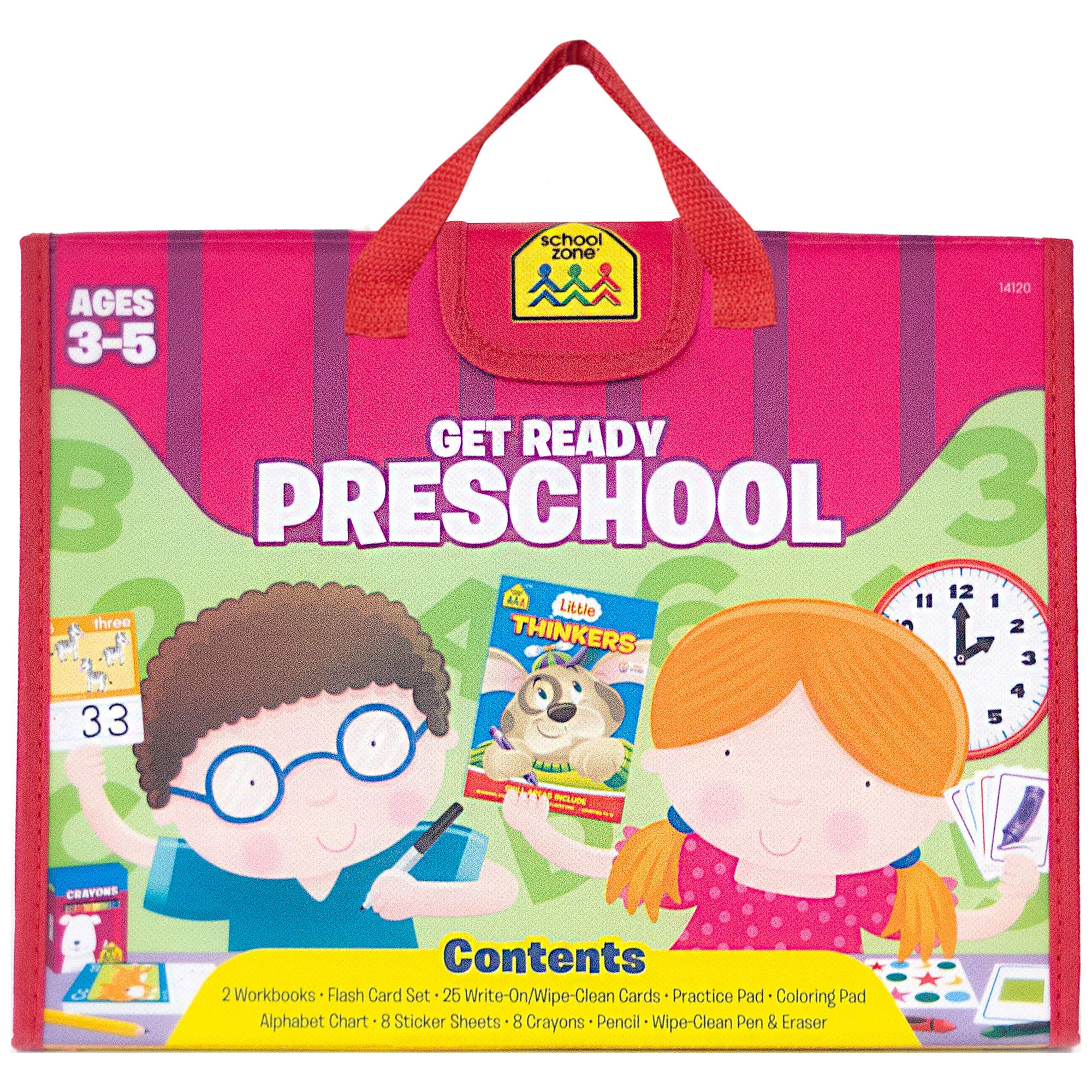 School Zone  Get Ready Preschool Learning Playset  Ages 35, Workbooks, Flash Cards, Write & Reuse, Coloring, Alphabet, Number,New